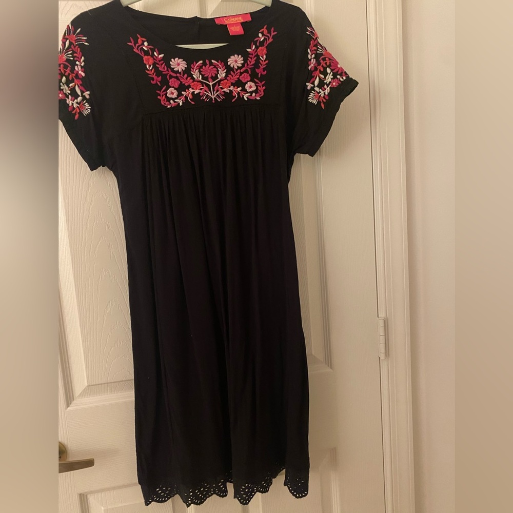 Embroidered Little Black Dress